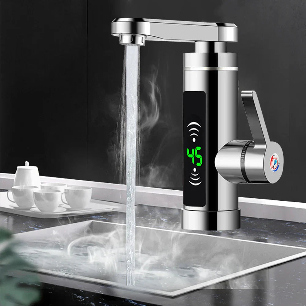Instant Hot Water Kitchen Faucet - 360° Spin Stainless Steel