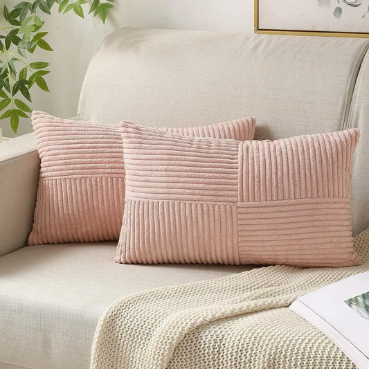 Soft Corduroy Striped Pillow Covers Set - Fesara