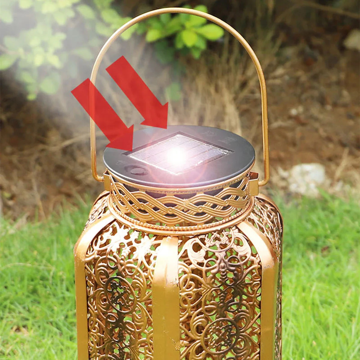 Vintage Iron Outdoor Solar Lantern - Decorative Garden Lantern Lights-3
