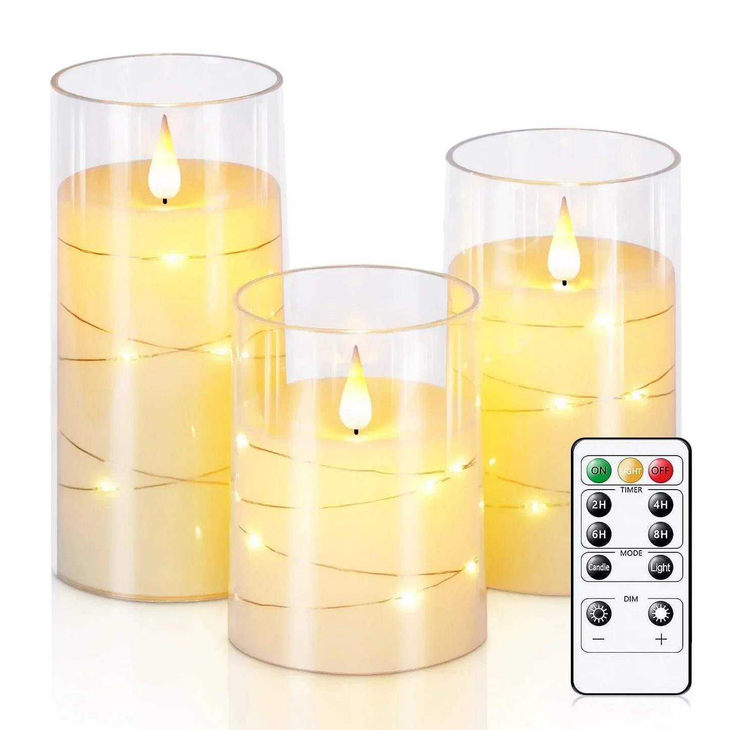 Warm Glow LED Candle with Flickering Flame Effect