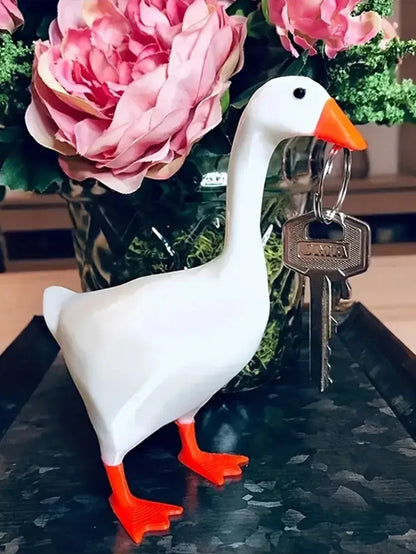 Cute Magnetic Goose Keychain Holder Figurine