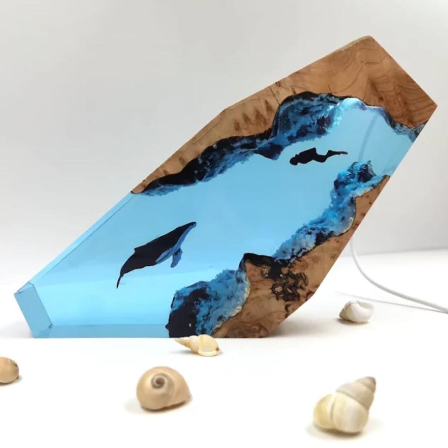 Ocean Blue Diving Resin Table Lamp Decor