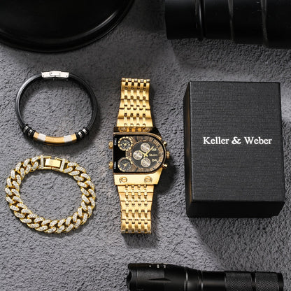 Large Face Quartz Men's Watch Executive Gift Set