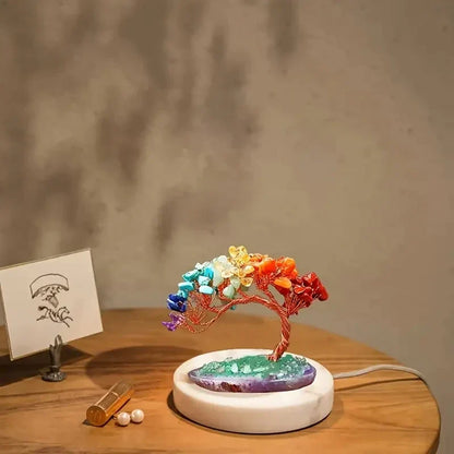 Sparkling Crystal Tree Figurine with Agate Base