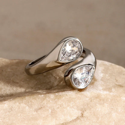Elegant Drop Diamond Wrap Ring
