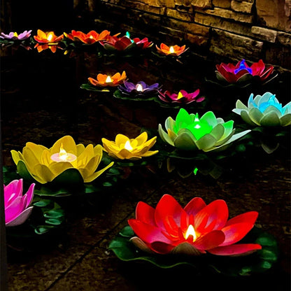 Floating Flower Pool Lamp with LED Sensor Light