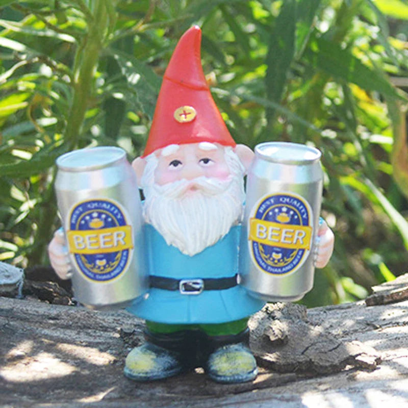 Funny Beer Gnome Garden Statue Decor