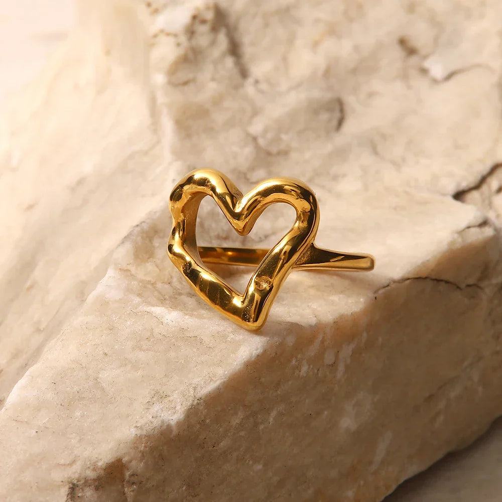 Gold Melted Heart Shaped Ring