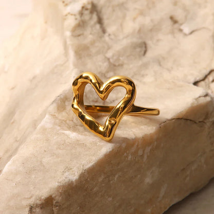 Gold Melted Heart Shaped Ring
