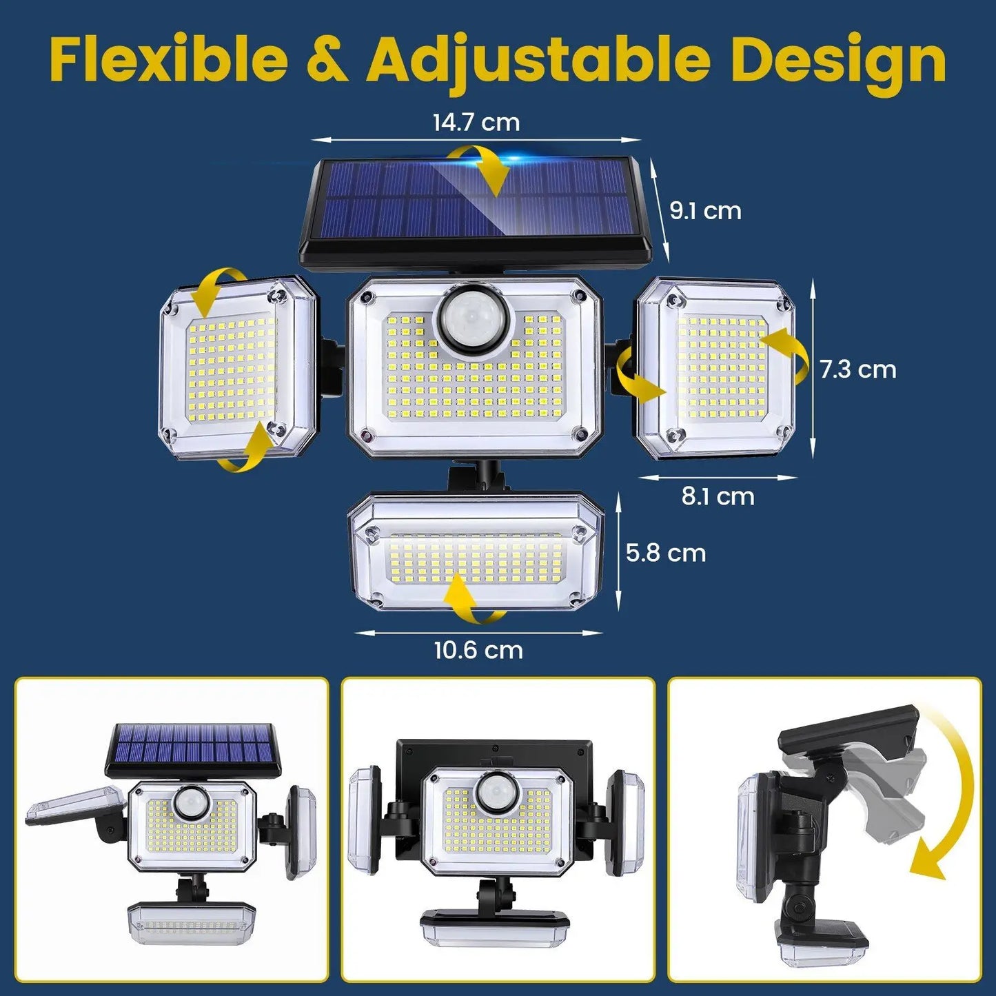 Bright Solar Powered Motion Sensor Outdoor Lamp 2000LM