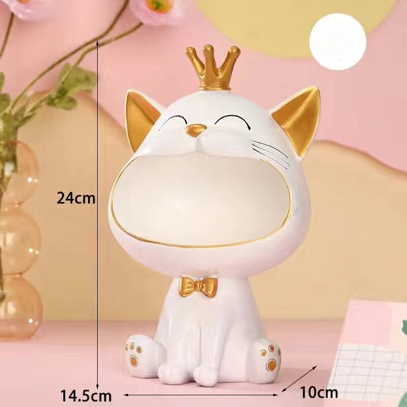 Lucky Cat Figurine Decorative Storage Container