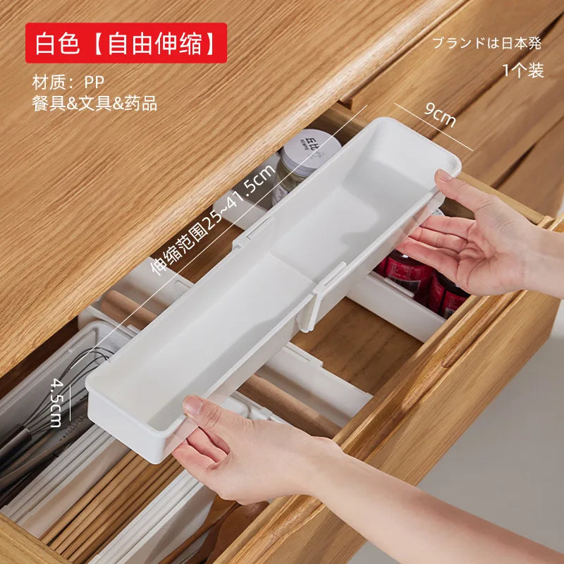 Flexible Kitchen Utensil Tray Organizer White