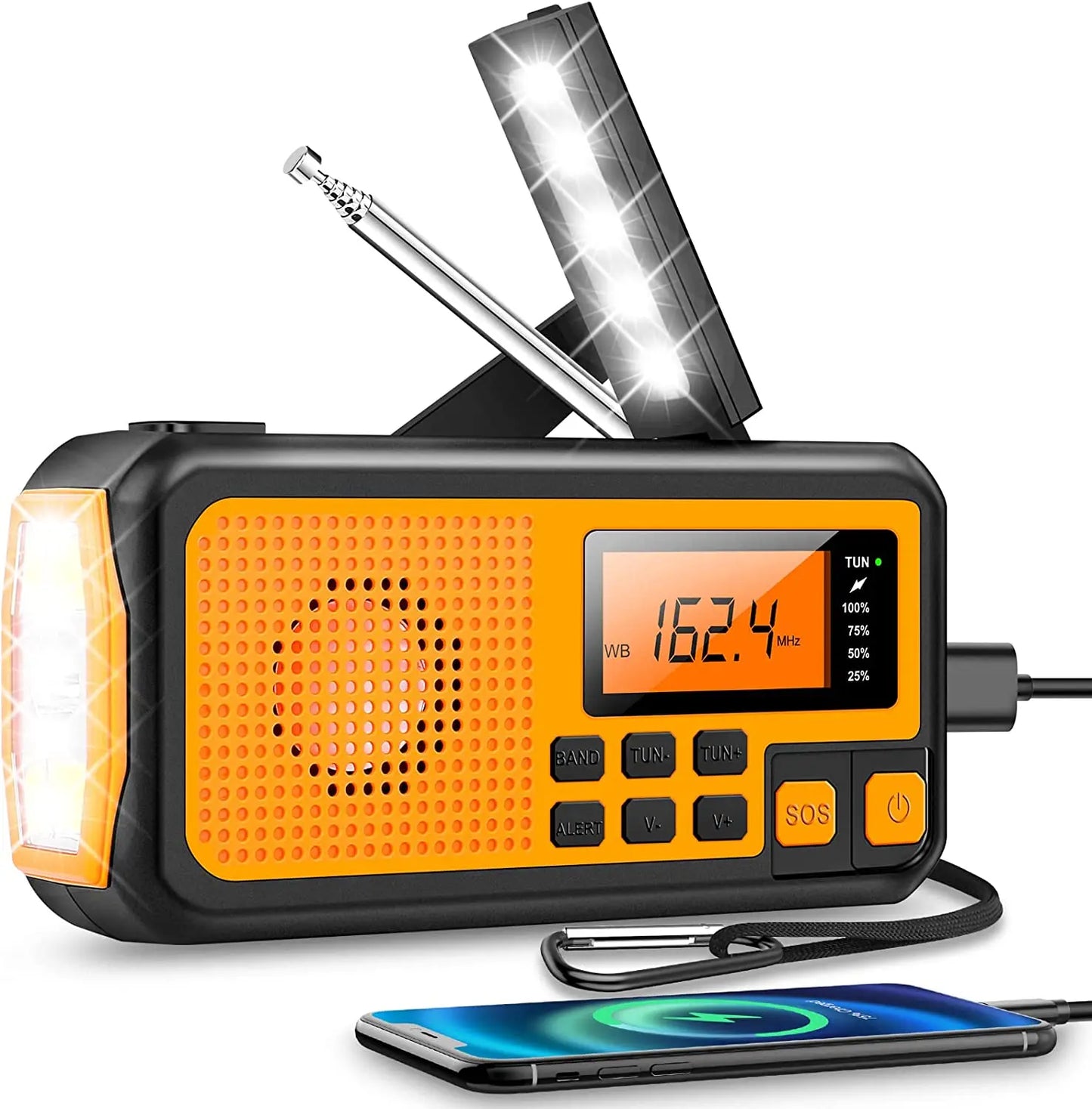 Compact Emergency Radio with Flashlight and Power Bank