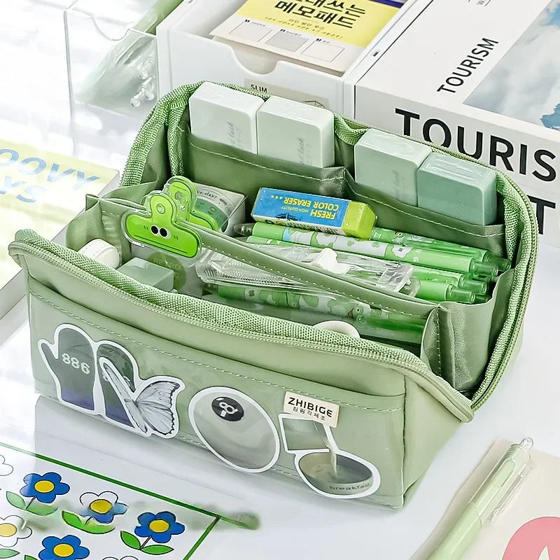 Clear Pencil Case with 10 Pockets