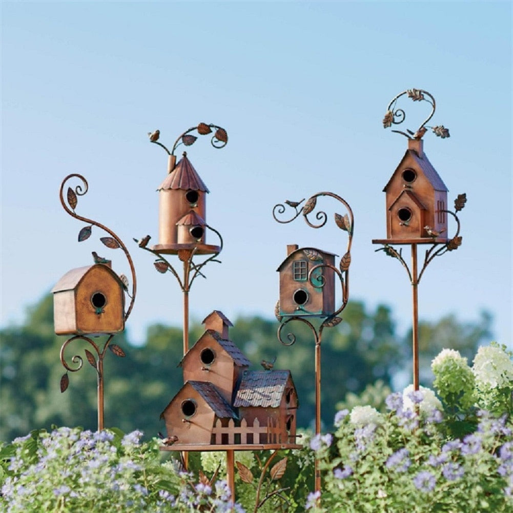 Colorful Metal Birdhouse Garden Decoration - Fesara