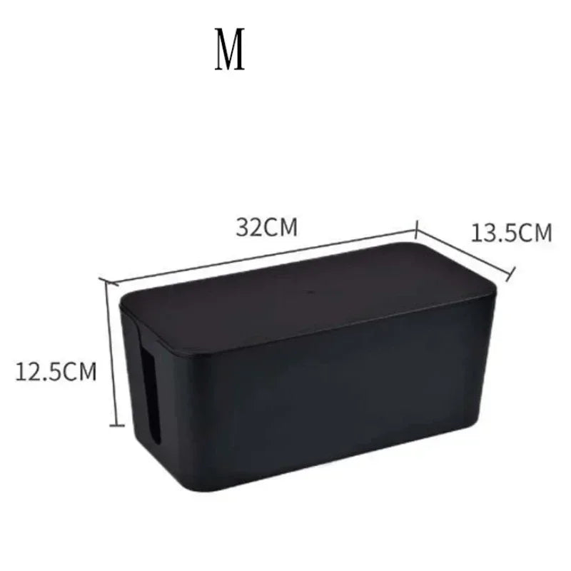 Cable Management Box with Lid - Cord Organizer & Protector