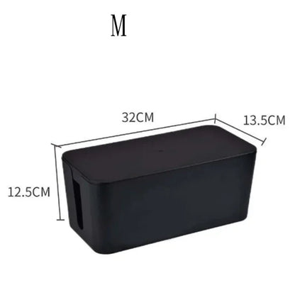 Cable Management Box with Lid - Cord Organizer & Protector