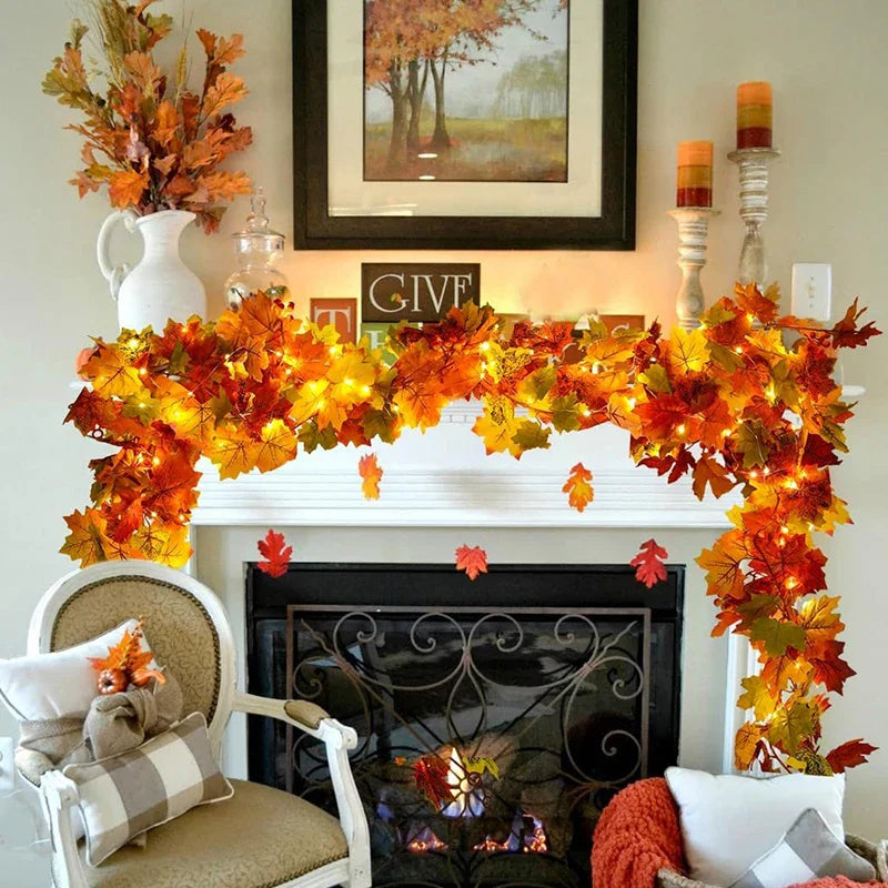 Autumn Maple Leaf Artificial Garland for Home Decor