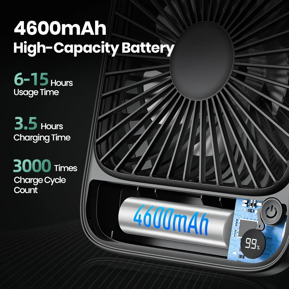 Portable Table Fan with Rechargeable Power Bank