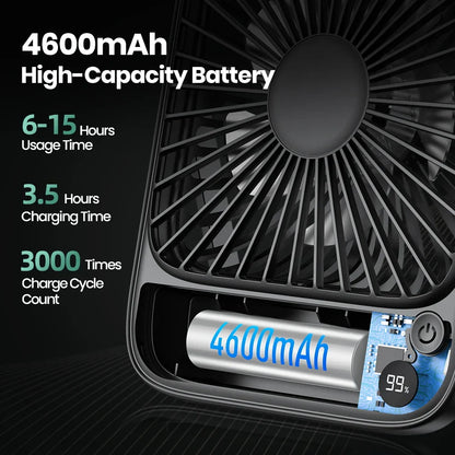 Portable Table Fan with Rechargeable Power Bank