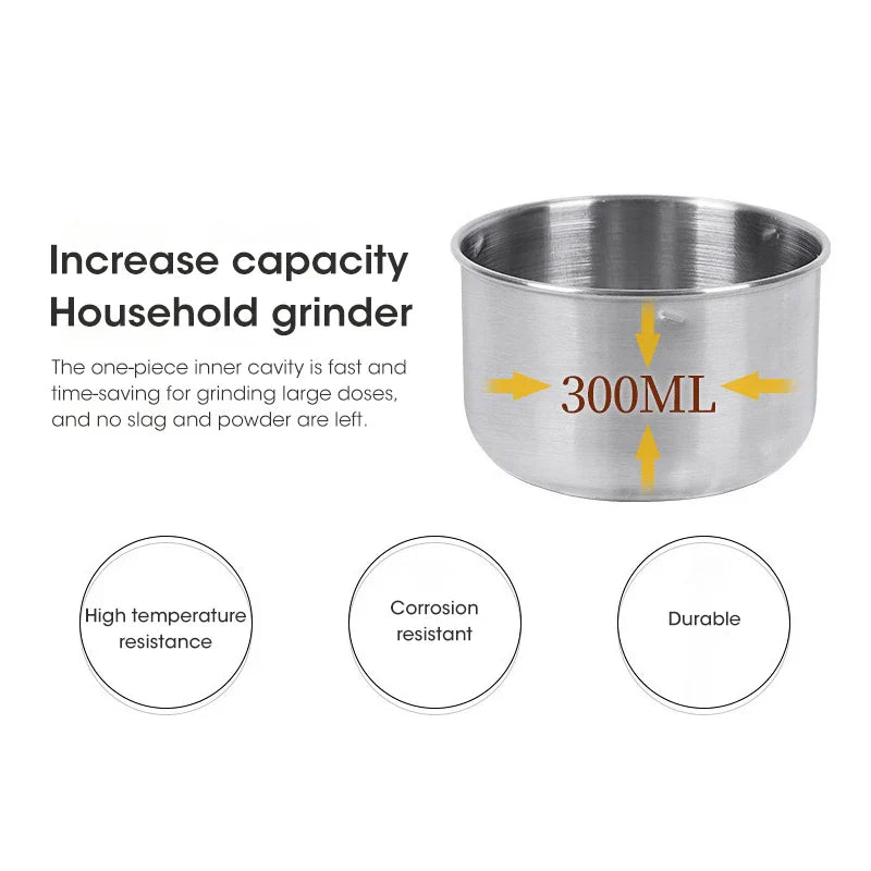 Compact Electric Grinder - 300ml Fine Mill for Food, Coffee, Spices