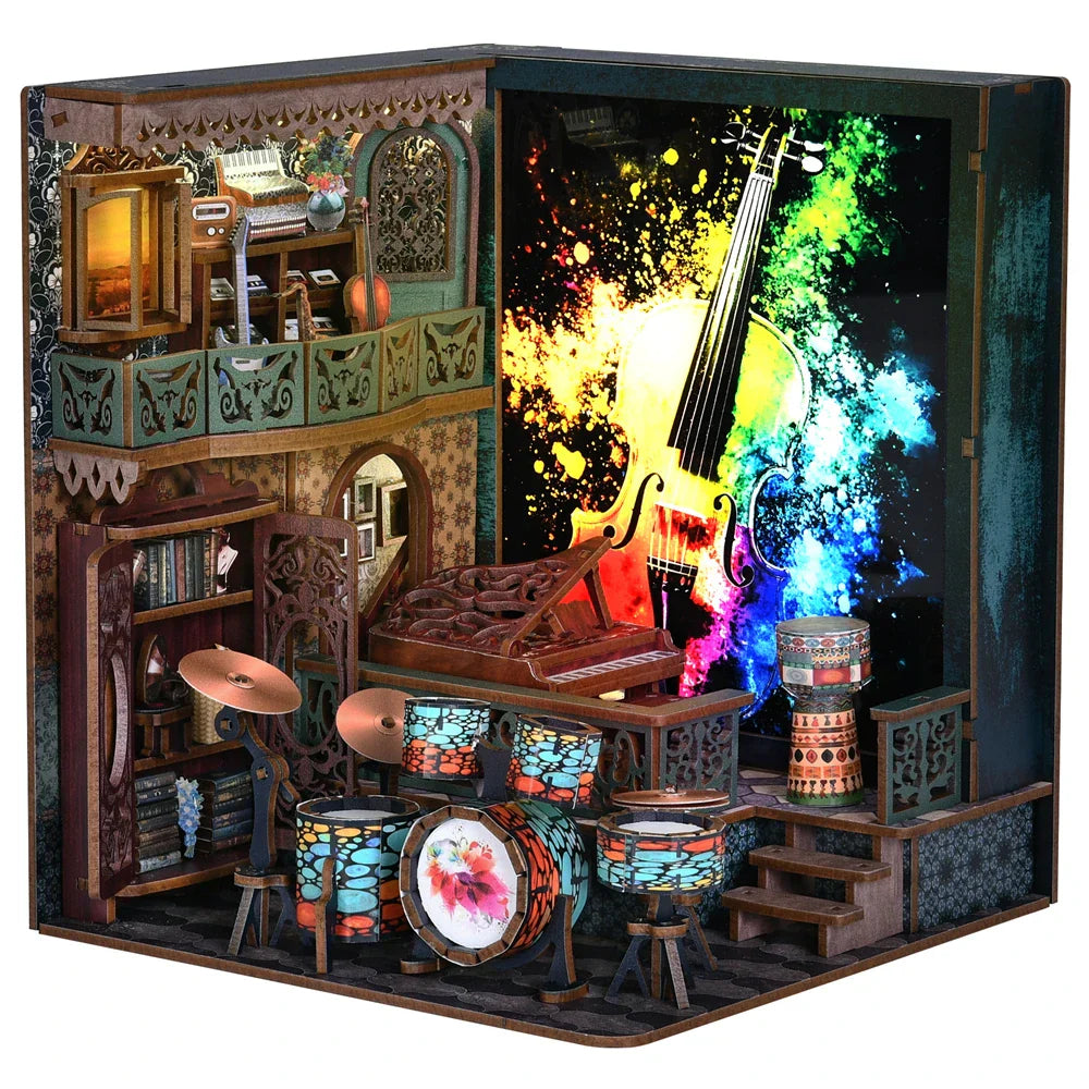 Cozy Mini Coffee Shop Book Nook Kit with LED Light