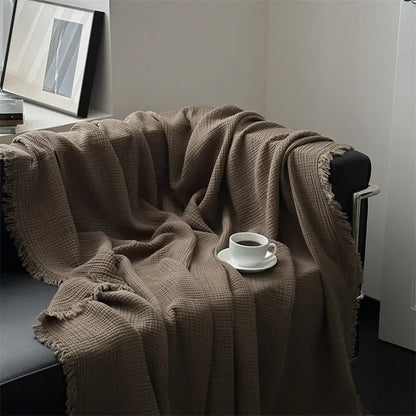 Cozy Plain Cotton Throw Blanket - Fesara