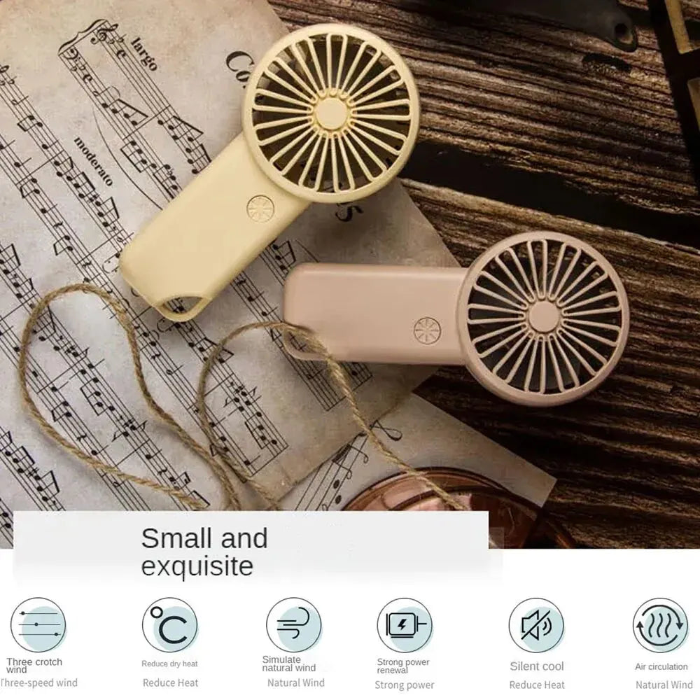 Compact Rechargeable Handheld Fan with 3 Speeds