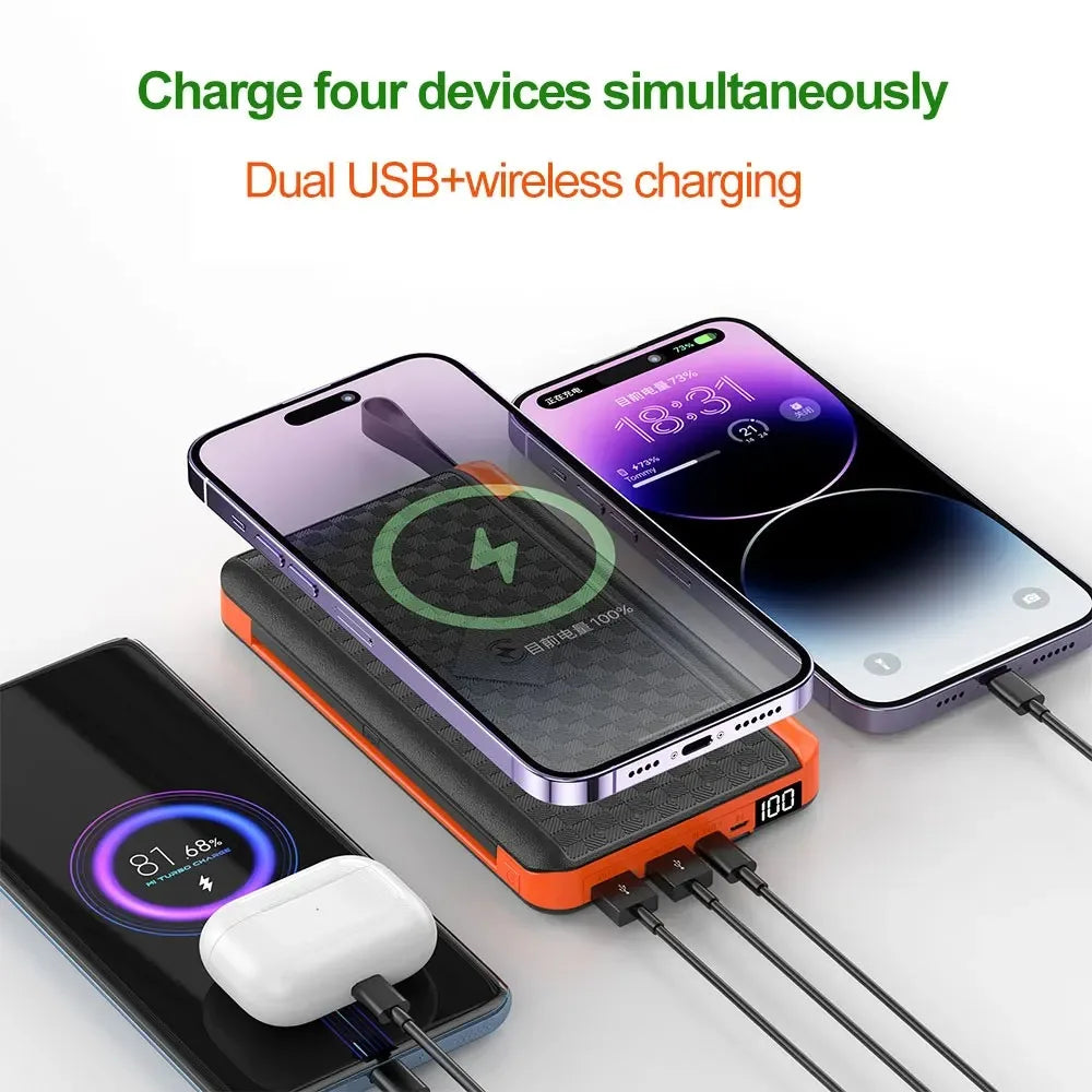 Portable Solar Power Bank 15W Wireless Charger - Fesara