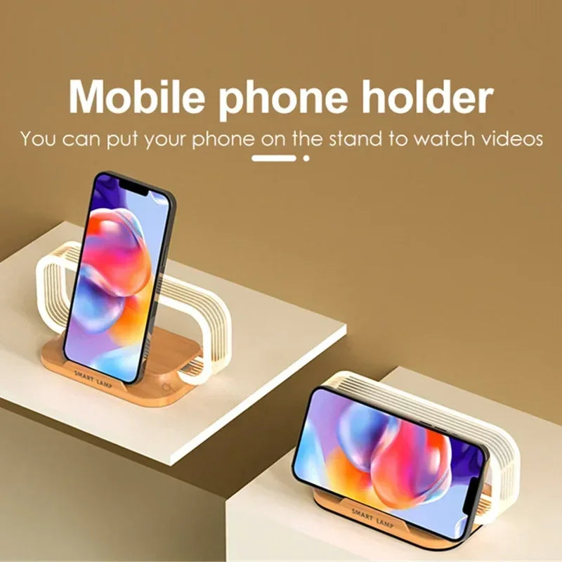 Stylish Wooden LED Desk Lamp with Wireless Charging