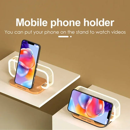 Stylish Wooden LED Desk Lamp with Wireless Charging