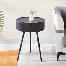 Compact Round End Table with Storage and Portable Design - Fesara
