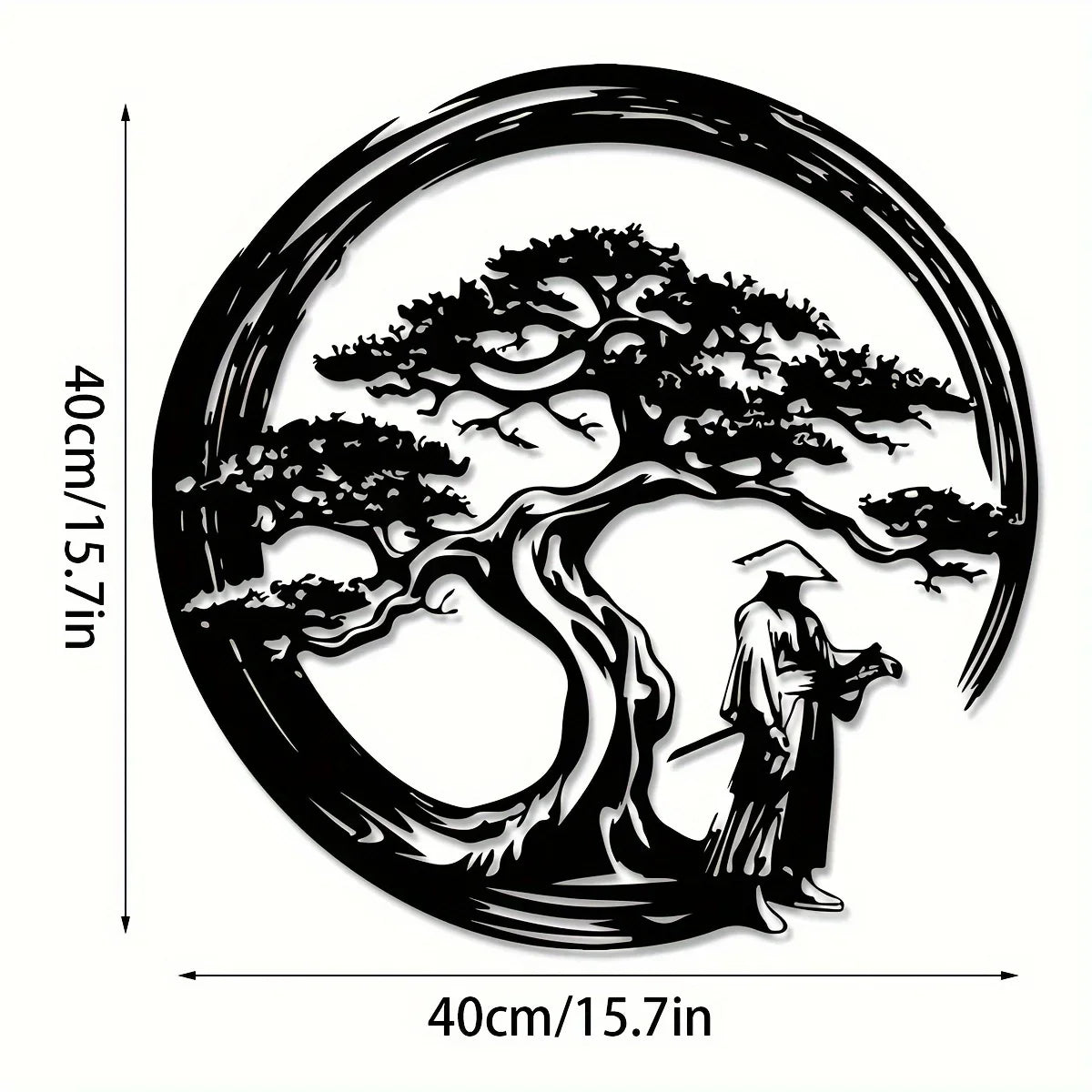 Asian Style Metal Wall Art Bonsai Tree Decor