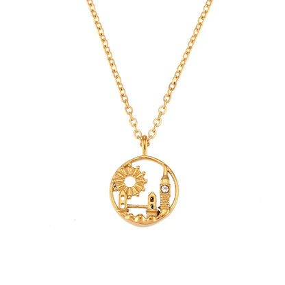 Gold Explorer World Travel Necklace