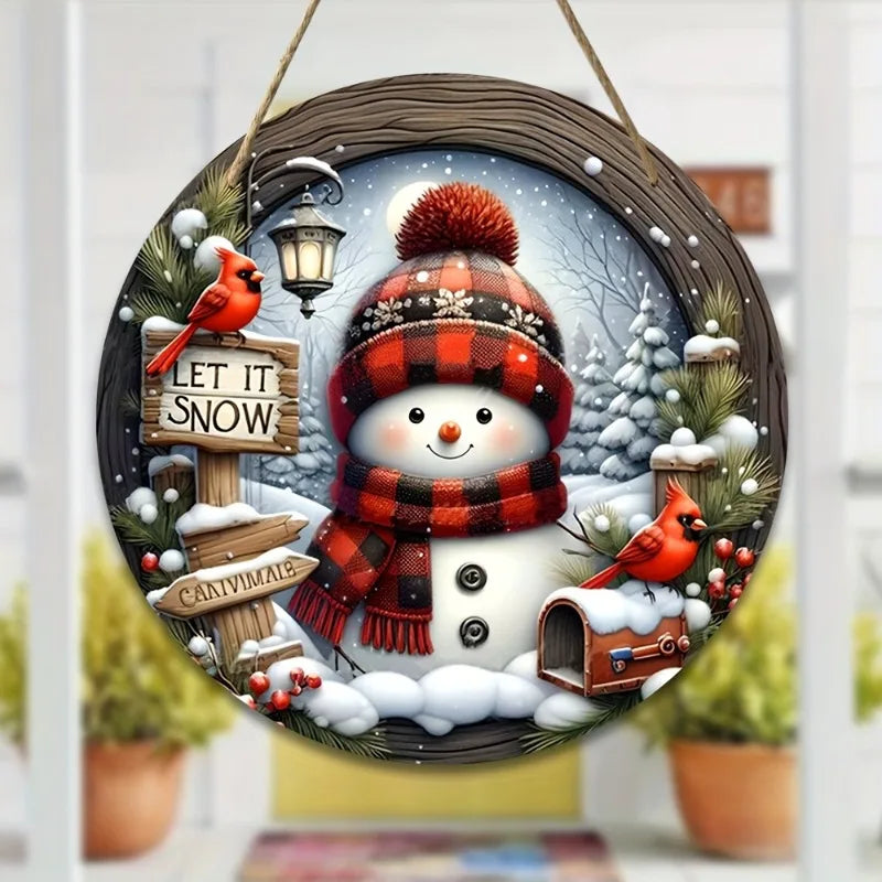 Festive Snowman Christmas Wreath Decoration 20cm