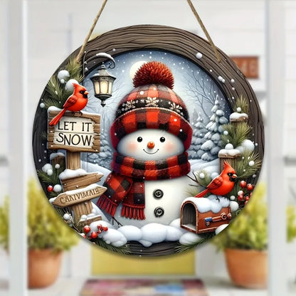 Festive Snowman Christmas Wreath Decoration 20cm
