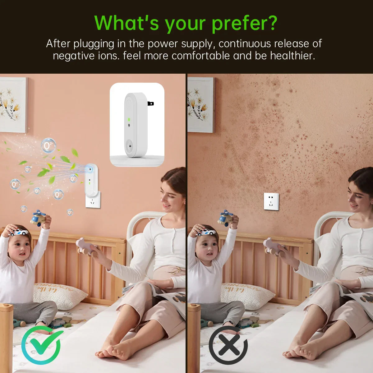 Compact Air Purifier with Night Light and Ion Technology