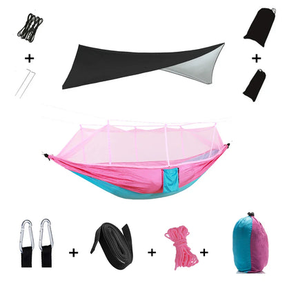 Lightweight Portable Camping Hammock with Bug Net & Rain Fly