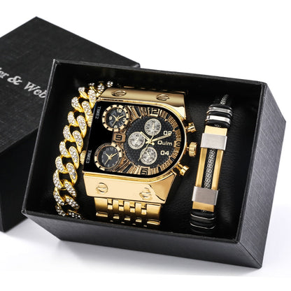 Large Face Quartz Men's Watch Executive Gift Set - Fesara