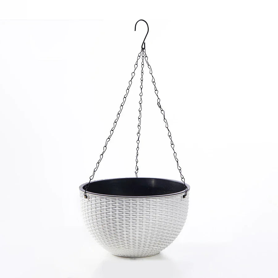 Natural Rattan Hanging Planter with Honeycomb Design