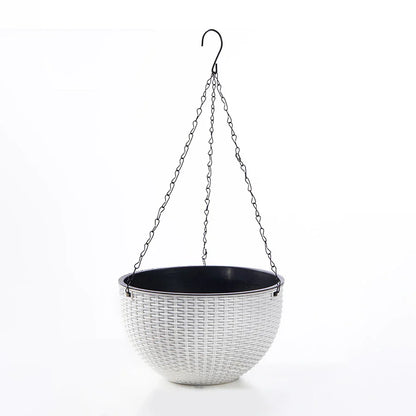 Natural Rattan Hanging Planter with Honeycomb Design