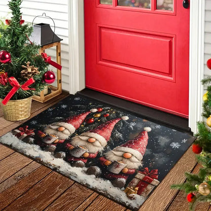 Festive Holiday Welcome Mat Indoor Outdoor Door Mat
