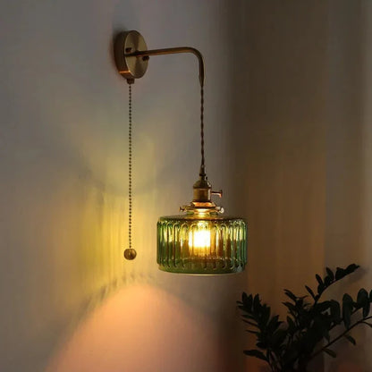 Retro Style Glass Pendant Light Green LED Lamp - Fesara