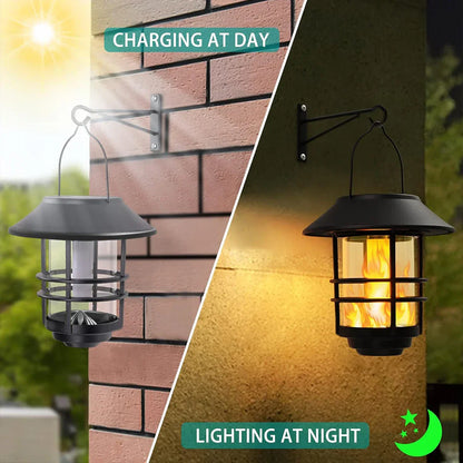 Outdoor Solar Hanging Light with Warm Flicker Effect