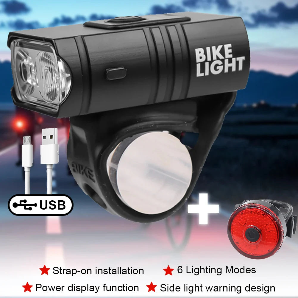 USB Rechargeable LED Bicycle Light Set – Waterproof Bike Headlight and Rear Light with Multiple Modes for Safety and Visibility-4