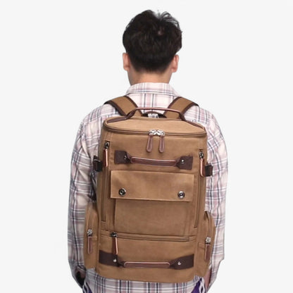 Retro Chic Canvas Backpack with Laptop Sleeve