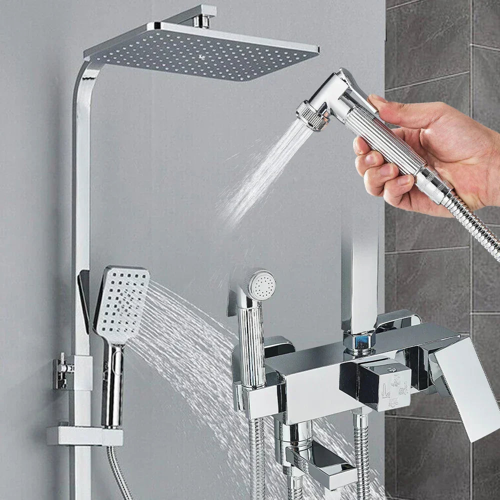 Premium 4-in-1 Shower Head Set with Brass Finish - Fesara