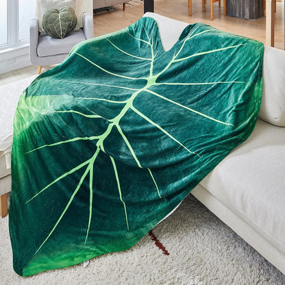 Plush Large Leaf Pattern Throw Blanket