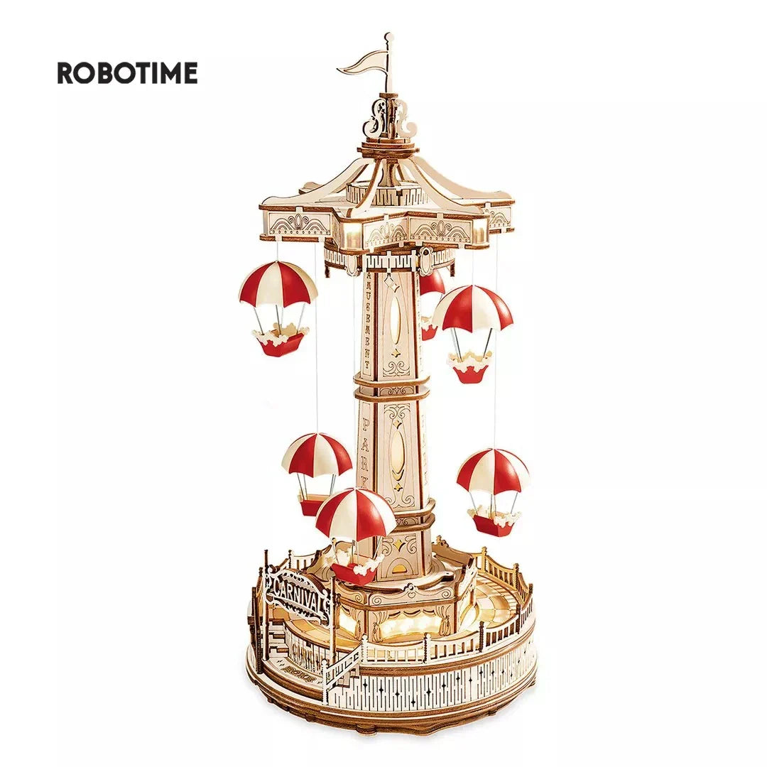 Colorful 3D Wooden Music Box Puzzle with Lights