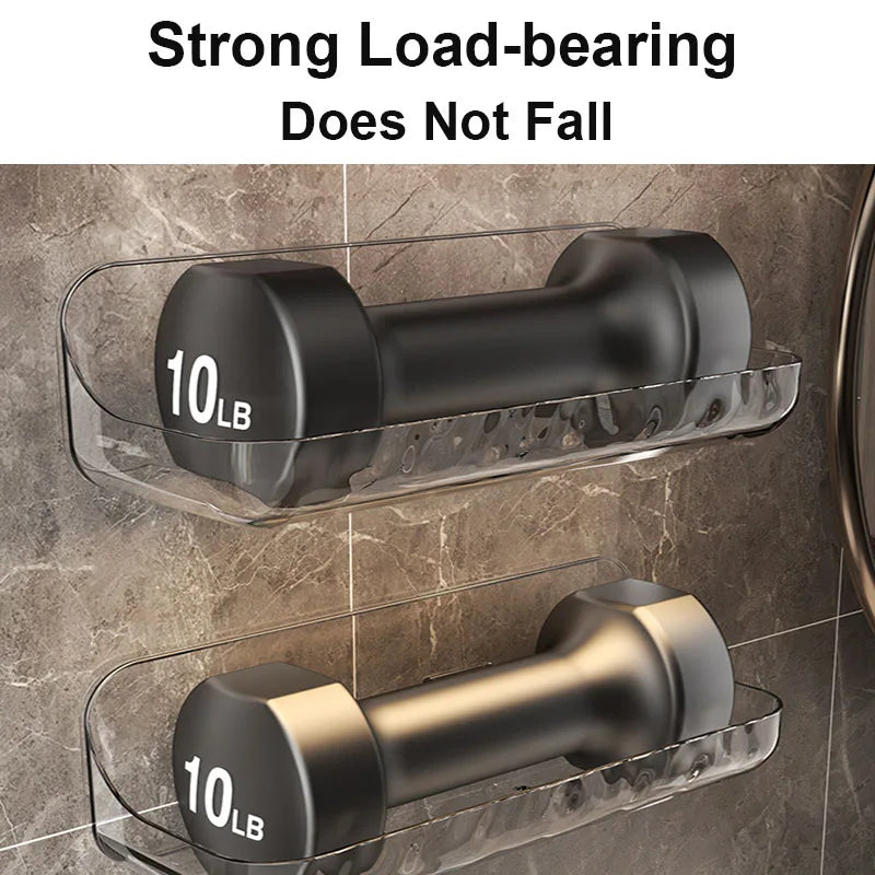 Adhesive Bathroom Shelf, Wall Mounted, Transparent Storage